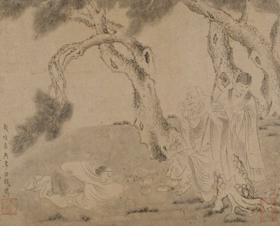 Luohan, doprovod a ctitel pod borovicemi, dynastie Yuan nebo Ming, 1279-1644. od Unbekannt