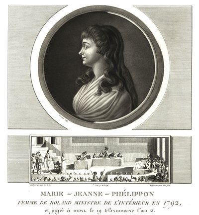 Madame Roland nebo Marie-Jeanne Phelippon (1754-1793), Girondist, spolu se svým manželem Jean-Marie Roland de la Platiere od Unbekannt