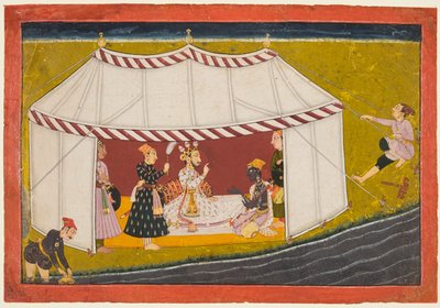 Madhava ve stanu před pravítkem, ze série Madhavanala Kamakandala, c. 1700. od Unbekannt