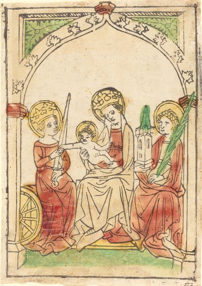Madona mezi svatými Kateřinou a Barborou, 14401460. od Unbekannt