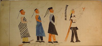 Maffet Ledger: Tři indiáni následující náčelníka, ca. 1874-81. od Unbekannt