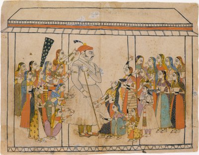 Maharaja Raj Singh zbožňovaný svými dámami, ca. 1710-20. od Unbekannt