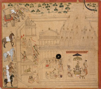 Maharana Amar Singh von Mewar am Eklingji-Tempel, ca. 1705 von Unbekannt