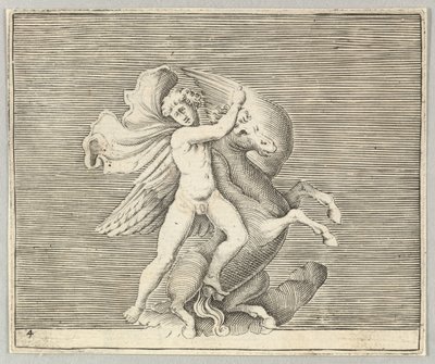 Muž Grappling with Winged Horse, publikoval ca. 1599-1622. od Unbekannt