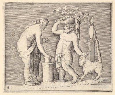 Muž a žena obětující kozu, publikoval ca. 1599-1622. od Unbekannt