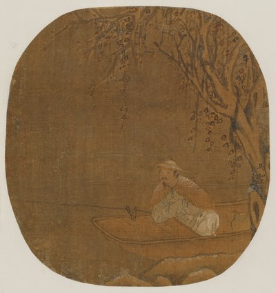 Muž lovící z lodi pod stromem, možná dynastie Ming, 1368-1644. od Unbekannt