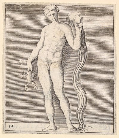 Muž s raky a urna vody, publikoval ca. 1599-1622. od Unbekannt