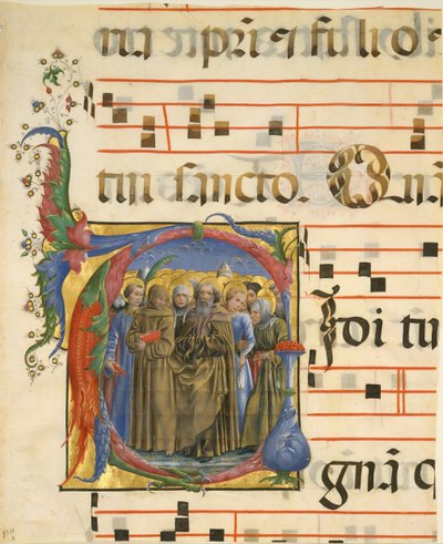 Iluminace rukopisu se Všemi svatými v iniciále V, z antifonáře, italština, 1450-60. od Unbekannt