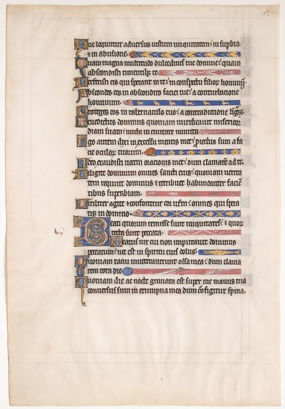 Rukopisný list z královského žaltáře, 13. století. od Unbekannt