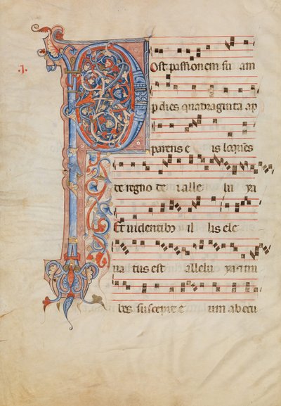 Rukopisný list s listovou iniciálou P, z antifonáře, italština, ca. 1250-60. od Unbekannt
