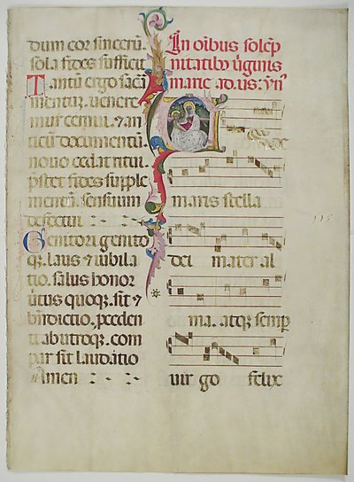 Rukopisný list s iniciálou A, z antifonáře, italština, 15. století. od Unbekannt
