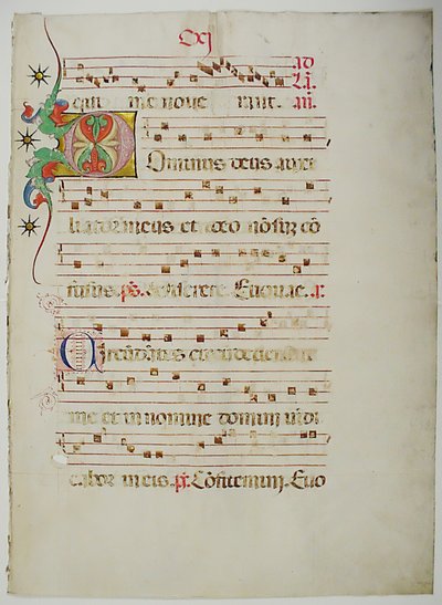 Rukopisný list s iniciálou D, z antifonáře, italština, 15. století. od Unbekannt