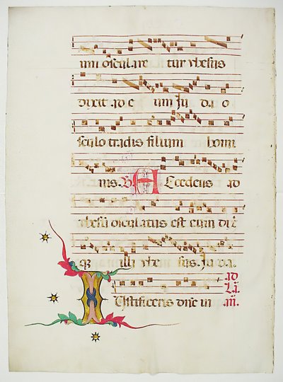 Rukopisný list s iniciálou I, z antifonáře, italština, 15. století. od Unbekannt