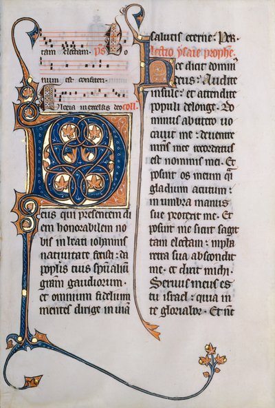 Rukopisný list s iniciálou M, z misálu, ca. 1290. od Unbekannt