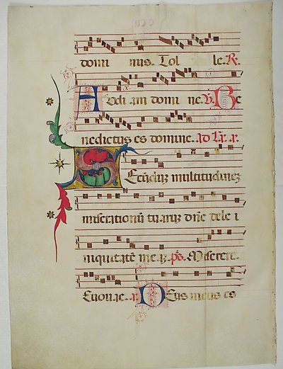 Rukopisný list s iniciálou S, z antifonáře, italština, 15. století. od Unbekannt