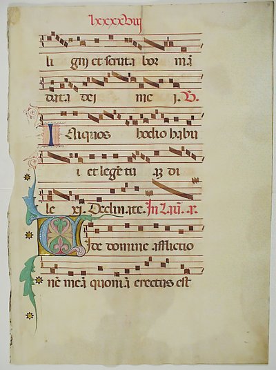 Rukopisný list s iniciálou V, z antifonáře, italština, 15. století. od Unbekannt