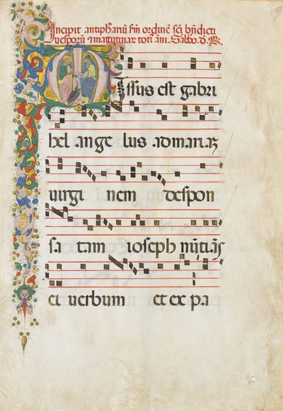 Rukopisný list se svatým Janem Evangelistou a svatým Janem Křtitelem v..., 2. polovina 15. st. od Unbekannt