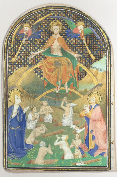 Rukopisný list s posledním soudem, z knihy hodin, francouzština, ca. 1400. od Unbekannt