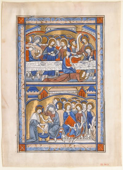 Rukopisný list s Poslední večeří a mytím apoštolů List..., ca. 1250-70. od Unbekannt