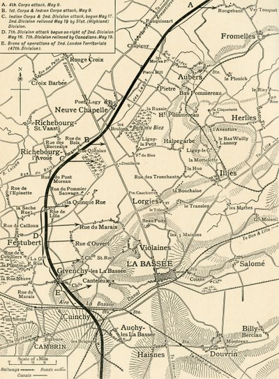 Mapa znázorňující operace první armády..., první světová válka, 1915, c1920. od Unbekannt