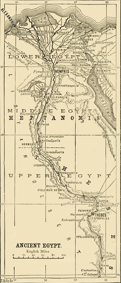 Mapa starověkého Egypta, 1890. od Unbekannt