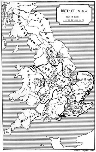 Mapa Británie v roce 665, 1892 od Unbekannt