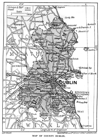 Mapa hrabství Dublin, Irsko, 1924-1926 od Unbekannt
