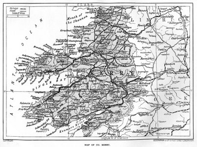 Mapa hrabství Kerry, Irsko, 1924-1926 od Unbekannt