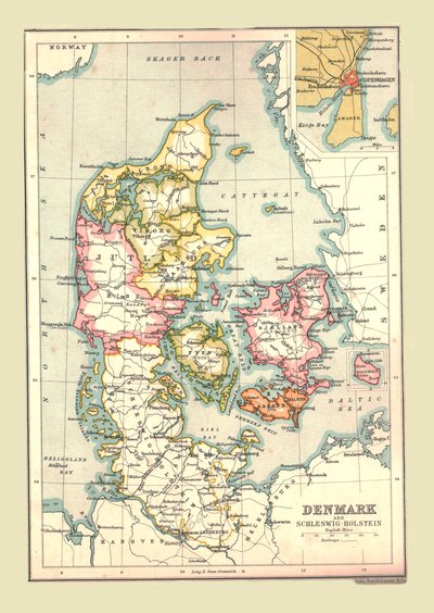 Mapa Dánska, 1902. od Unbekannt