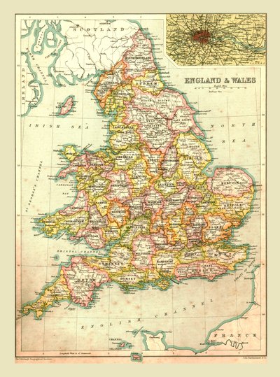 Mapa Anglie a Walesu, 1902. od Unbekannt