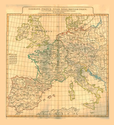 Mapa Evropy, 1821. od Unbekannt