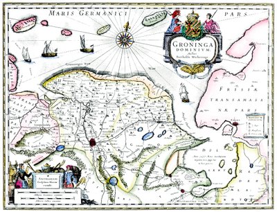 Mapa Groningen, Nizozemsko, 17. století od Unbekannt
