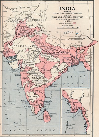 Mapa Indie v roce 1856 1906. od Unbekannt