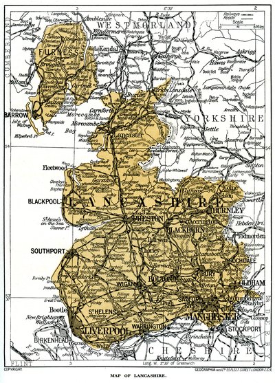 Mapa Lancashire, 1924-1926 od Unbekannt