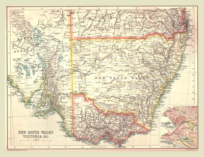 Mapa Nového Jižního Walesu a Victorie, 1902. od Unbekannt