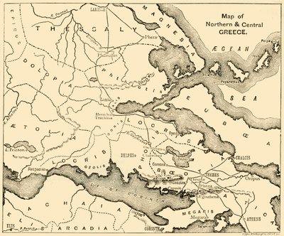 Mapa severního a středního Řecka, 1890. od Unbekannt