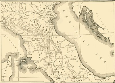 Mapa severní a střední Itálie, 1890. od Unbekannt