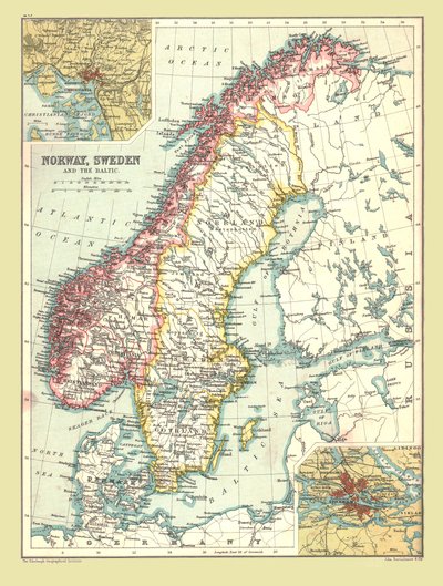 Mapa Norska a Švédska, 1902. od Unbekannt
