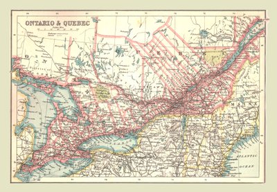 Mapa Ontaria a Quebecu, 1902. od Unbekannt