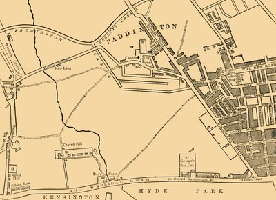 Mapa Paddington, v roce 1815, c1876. od Unbekannt