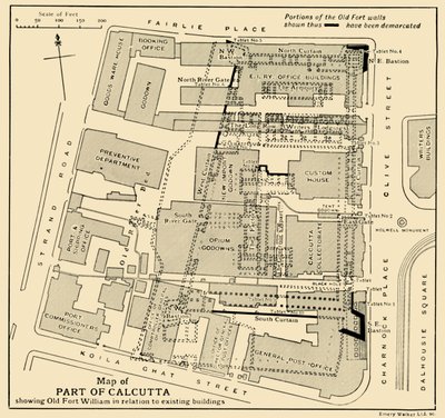 Mapa části Kalkaty zobrazující Old Fort William ve vztahu ke stávajícím budovám, 1925. od Unbekannt