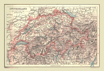 Mapa Švýcarska, 1902. od Unbekannt