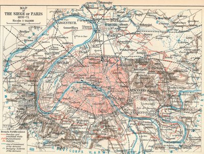 Mapa obléhání Paříže, 1870-71, 1907 od Unbekannt