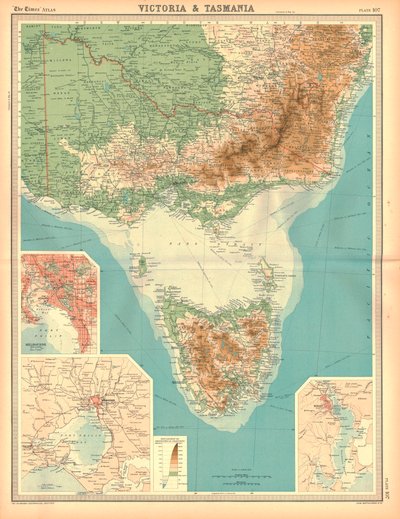Mapa Victorie a Tasmánie od Unbekannt
