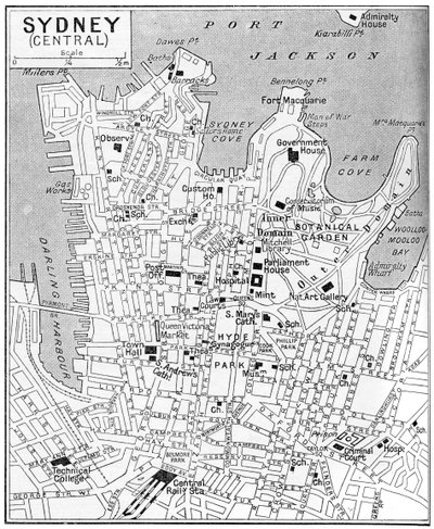 Mapa centrálního Sydney, Nový Jižní Wales, Austrálie, c1924 od Unbekannt