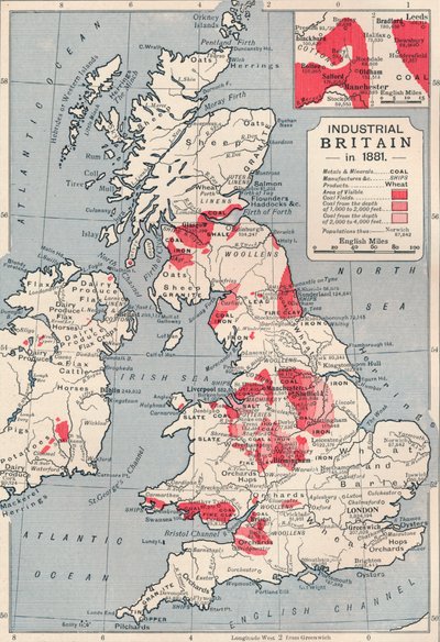 Mapa průmyslové Británie v roce 1881, 1906 od Unbekannt
