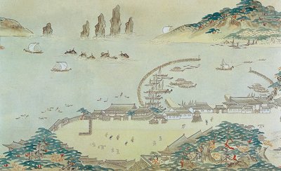 Mapa Choryang Waegwan a jeho okolí v Busanu během Joseon..., 19. stol. od Unbekannt