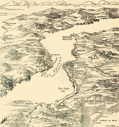 Mapa Dardanel, první světová válka, 1915, c1920. od Unbekannt