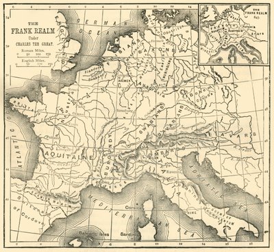 Mapa království Franků za Karla Velikého, 1890. od Unbekannt