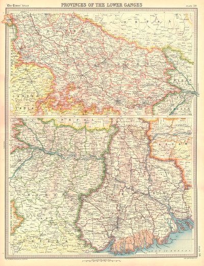 Mapa provincií Dolní Gangy od Unbekannt